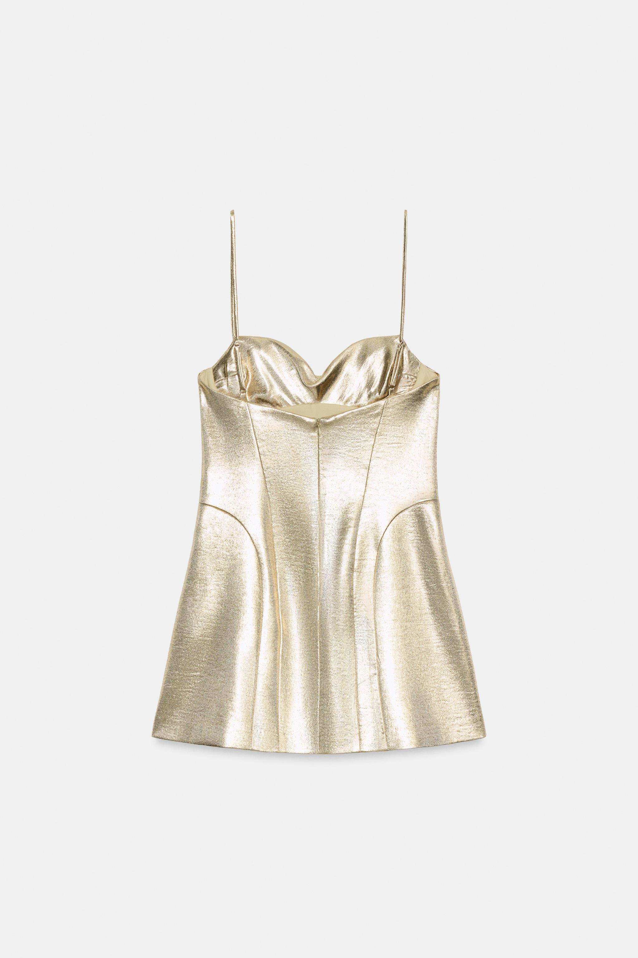 METALLIC EFFECT CORSET MINI DRESS
